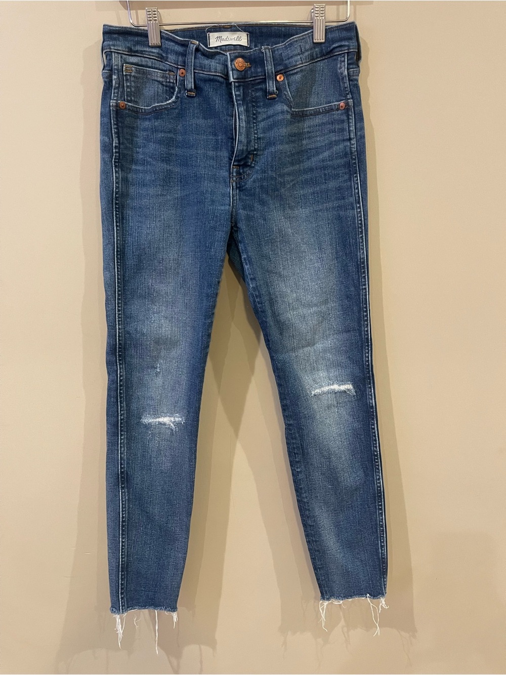 Madewell Women’s Skinny Jeans in Medium Blue Wash with Light Knee Distress